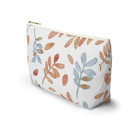 Watercolor Tossed Leaves Accessory Pouch w T-bottom in Orange